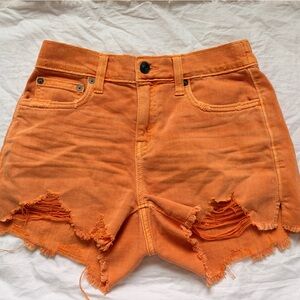 Aerie Orange Distressed Jean Shorts